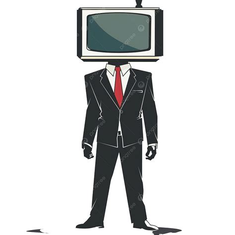 Abstract Cartoon Male Person In Suit With Tv Head, Tv, Head, Man PNG ...