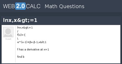 View question - lnx,x>=1