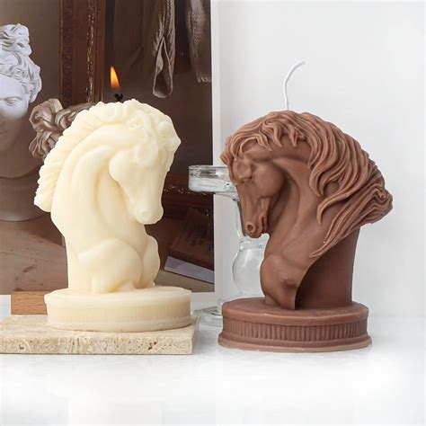 Vedini 3D Horse Head Statue Candle Silicone Mold Bust Riding Sculpture ...