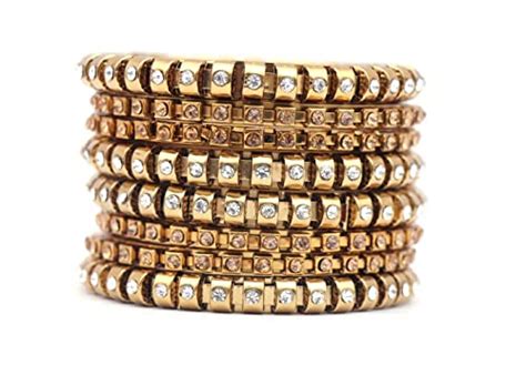 Buy Shivarth Bangles Set Golden Color With Crystals Stone Kade Set For ...