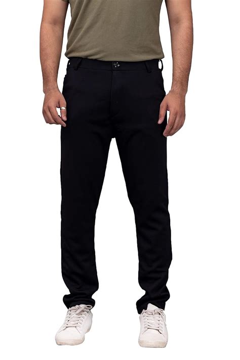 Buy FITHUB Men's Lycra Stretchable Mid Rise Slim Fit Formal Pant (Black ...