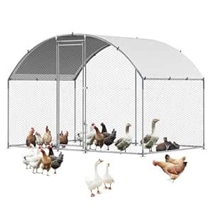 VEVOR Large Metal Chicken Coop with Run, Walkin Poultry Cage for Yard ...