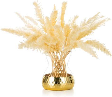 Buy Gold Flower Vase for Decor, Glasseam Small Golden Glass Vases for ...