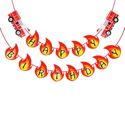 Buy Firetruck Happy Birthday Banner for Firetruck Themed Party ...
