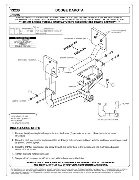 CURT 13230 Installation guide | Manualzz