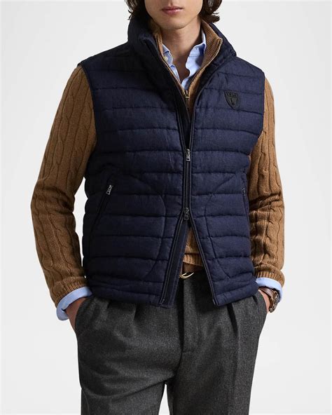 Polo Ralph Lauren Men's Quilted Linen Down Vest | Neiman Marcus