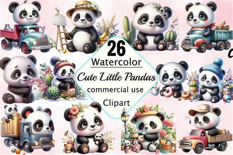 Pandas Clipart, Cute Little Pandas Png Graphic by SVGArt · Creative Fabrica