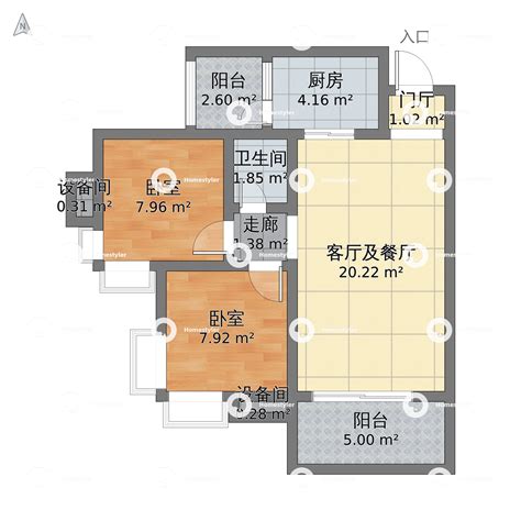 重庆市九龙坡区 达飞・彩云小城2室2厅1卫 77m²-v2户型图 - 小区户型图 -躺平设计家