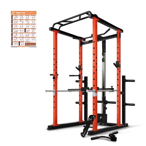 RitFit Power Cage with LAT Pull Down and 360° Landmine, 1000LB Capacity ...