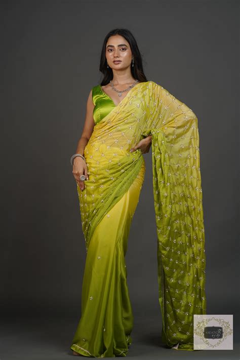 Mango Bite Ombre Cutdana Jaal Saree – kreationbykj