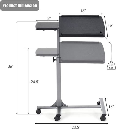 Buy Tangkula Rolling Laptop Desk Cart, Mobile Laptop Stand with Tilting ...