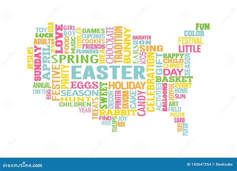 Easter in the United States of America. Word Map Stock Vector ...