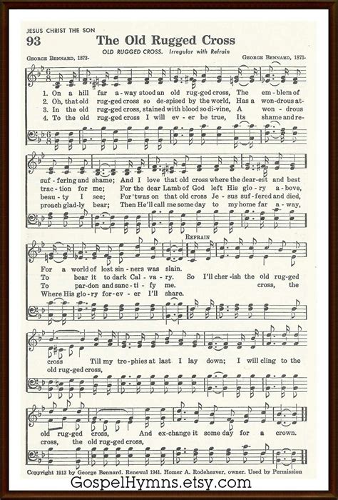 Printable Free Printable Printable The Old Rugged Cross Sheet Music