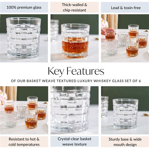 Basket Weave Textured Luxury Whiskey Glass Set Of 6 310ml Online ...