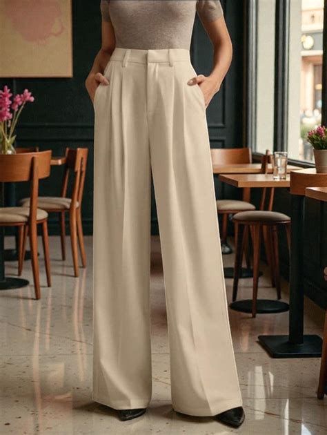 Women Light beige High-rise Straight Fit Korean Trousers – Broadstar