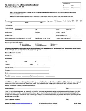 Fillable Online International Students Re-Application - Monterey Bay ...