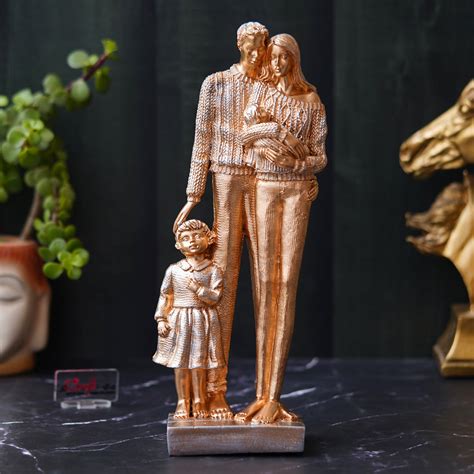 Golden Beloved Family of Husband, Wife, Daughter, and Son Human Figuri ...