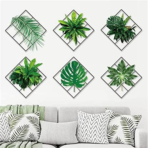 INKEDIFY 28 cm Wall Stickers Plants Monstera Leaf Ivy Grid Green Leaves ...