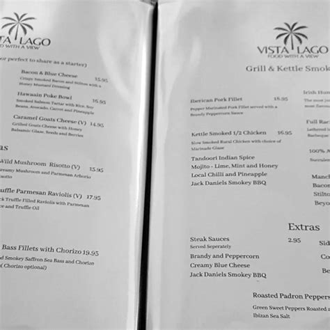 Menu at Vista Lago Restaurant, Las Lagunas de Mijas