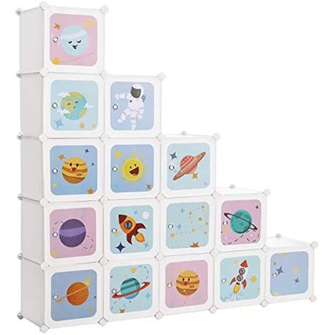 Organizzatore Giocattoli Bambini 5 Cubi Con Ceste | Libreria In Legno MDF Grigio 77x35x94 Cm | Per Camera Bambini