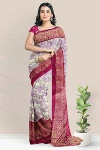 Fancy Silk Pichwai Print Lavendar And Magenta Pink Saree