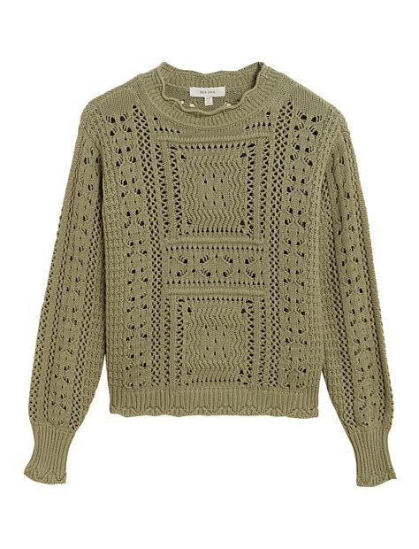 Buy Pure Cotton Crochet Crew Neck Jumper at Marks & Spencer