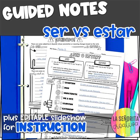 Spanish Ser and Estar Guided Notes and Slideshow | Made By Teachers