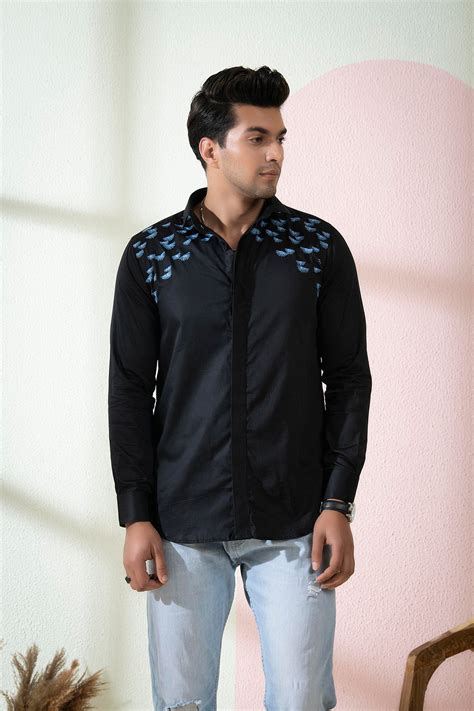 Hilo Design Mens Black Embroidered Shirt – HILO DESIGN