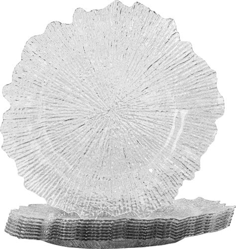 Amazon.com | MAONAME 13" Clear Charger Plates, Round Reef Chargers for Dinner Plates, Plastic ...