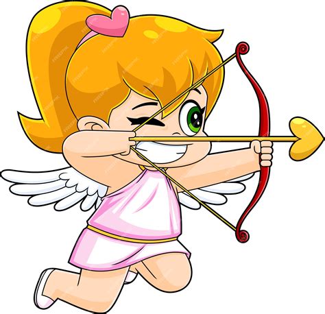 Premium Vector | Cute female cupid baby cartoon character with bow and ...