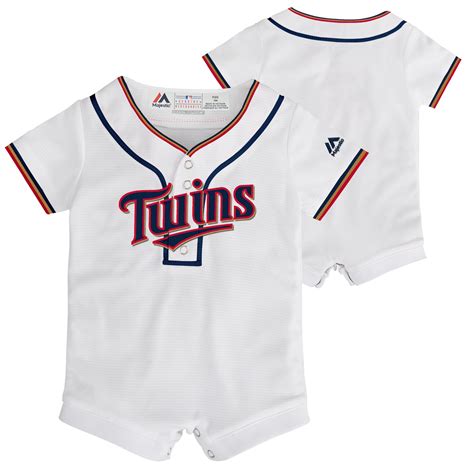 Minnesota Twins Baby White Button Up Jersey Romper Coverall - Detroit ...