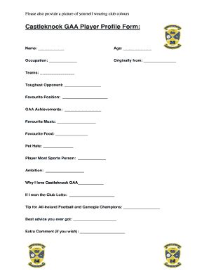 Gaa Player Profiles - Fill Online, Printable, Fillable, Blank | pdfFiller