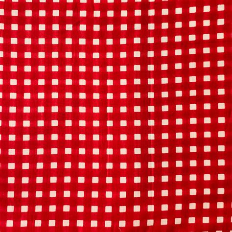 Pure Cotton Red With White Small Checks Screen Print Fabrics – Sanskruti