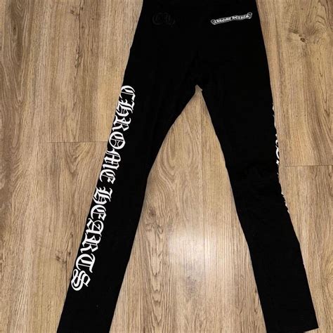 Chrome Hearts Women's Black Leggings Chrome Heart... - Depop