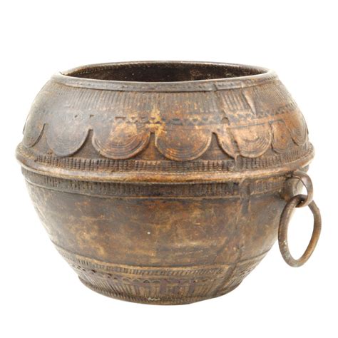 Brass Rice Measurement Tribal Bowl with One Side Handle Rim