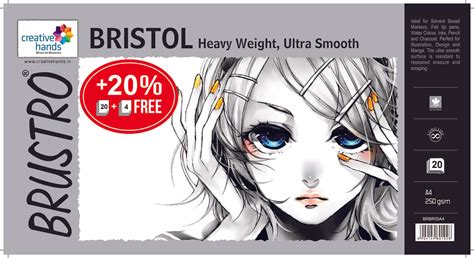 Brustro Ultra Smooth Bristol Sheets A4, 250 GSM (Pack of 20 + 4 Free ...