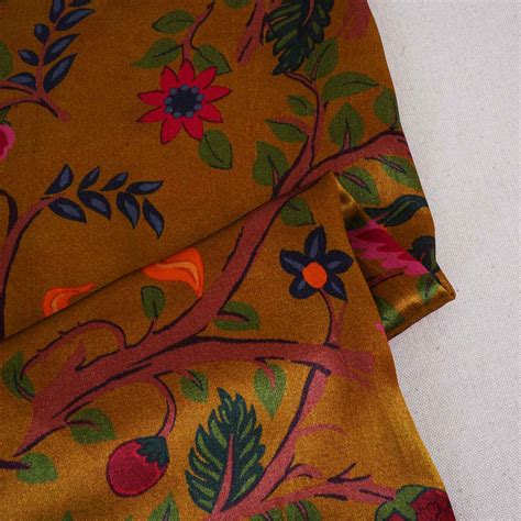 Buy Mustard Yellow Floral Print Gaji Silk Fabric at TradeUNO – TradeUNO ...