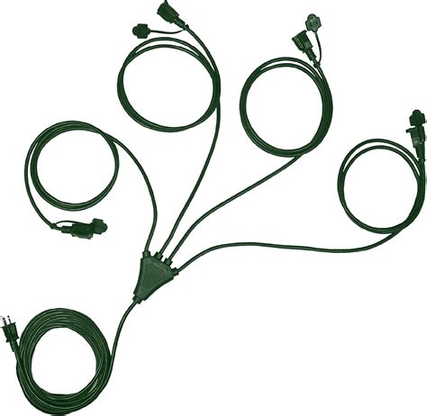 Buy 1 to 4 Extension Cord Splitter - 13 Foot Green Power Cord Splitter ...