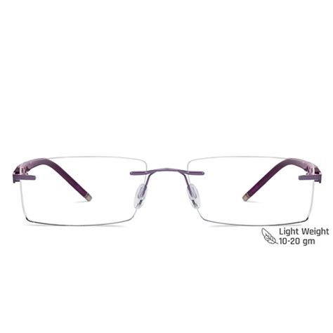 Buy Purple Rimless Rectangle Solid Air Fusion 004-C7 Eyeglasses at ...
