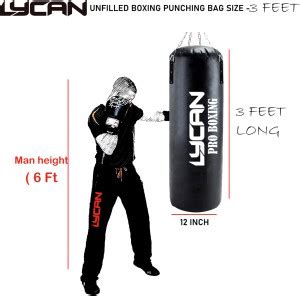 LYCAN Pro boxing bag ( unfilled ) 3feet long with hanging chain ...