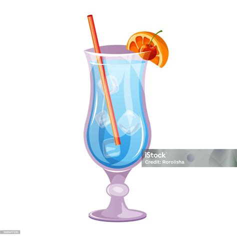 Blue Lagoon Classic Cocktail With Vodka Blue Curacao Liqueur Stock ...