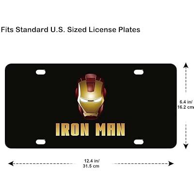Buy Black Metal fit Iron Man License Plate Cover Frame,Hero tag Plate ...