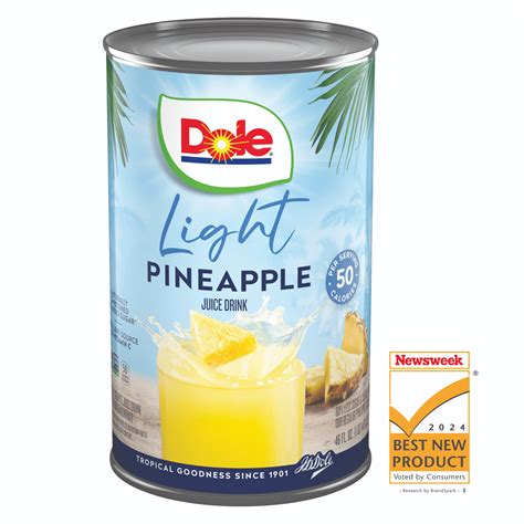Dole Light Pineapple Juice Drink, 46 fl oz Can, Mixed Fruit, Non-GMO ...
