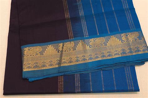 Dark Ink Blue Silk Cotton Saree SS6710 – Shreenivas Silks