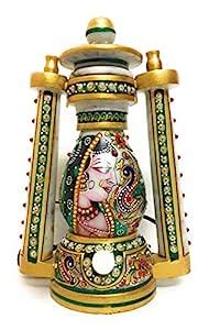 The HanCo. Marble Lantern Hand Painted Lady Design 10 Inches Green ...