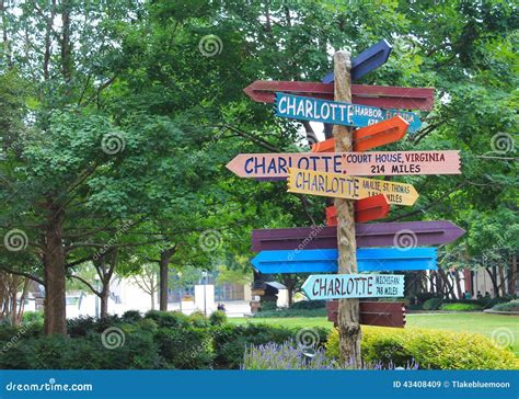How Far To Charlotte? stock image. Image of travel, wooden - 43408409