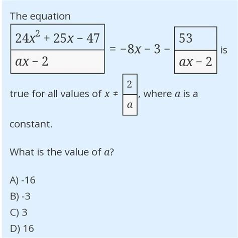 The equation 24x² + 25x - 47 ax - 2 true for all values of x # constant ...
