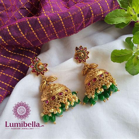 Green Bead Jhumkas – LumibellaFashion