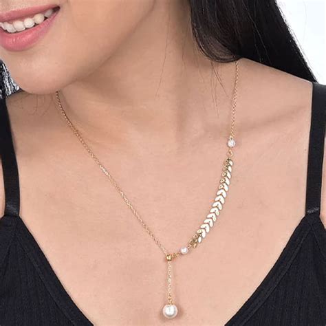 Buy Pearl Fishtail Arrow Chain Necklace | Gold Plating – PALMONAS