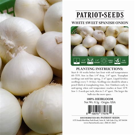 Heirloom White Sweet Spanish Onion Seeds (.5g) by Patriot Seeds ...